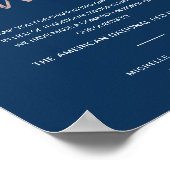 Trouwkaart Navy & Roze Goud In Lieu Of Favors Poster (Hoek)