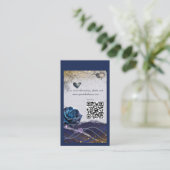 Trouwkaart Navy Silver Gold met QR-code Informatiekaartje (Staand voorkant)