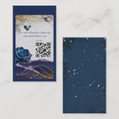 Trouwkaart Navy Silver Gold met QR-code Informatiekaartje (Voorkant / Achterkant)