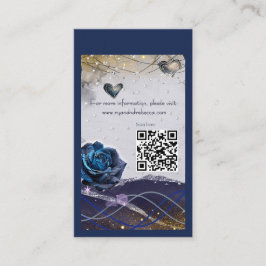 Trouwkaart Navy Silver Gold met QR-code Informatiekaartje