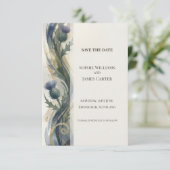 Trouwkaart Navy Thistle Save The Date (Staand voorkant)