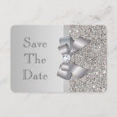 Trouwkaart nep zilveren pailletten strik save the  save the date (Voorkant)