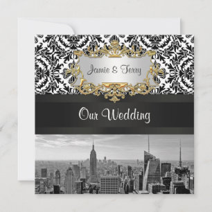 Trouwkaart NYC Skyline BW 431 Damask Kaart