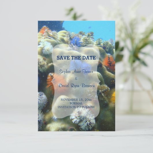 Trouwkaart | Onderwaterzicht SAVE THE DATE (Staand voorkant)