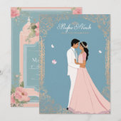 trouwkaart ontwerp, eenvoudig en elegant, koppel n bedankkaart (Voorkant / Achterkant)