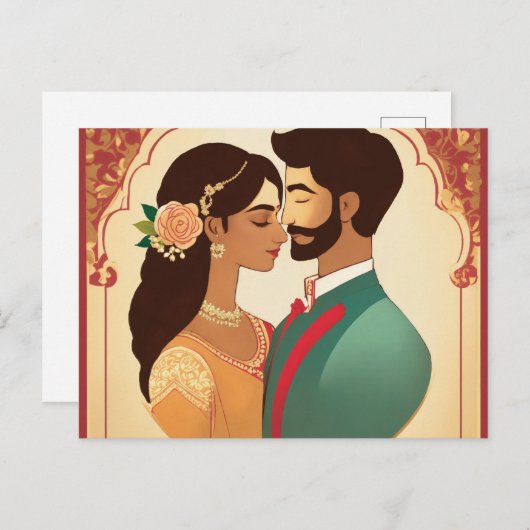 trouwkaart ontwerp, eenvoudig en elegant, koppel n uitnodiging briefkaart (Voorkant / Achterkant)