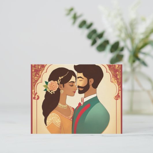 trouwkaart ontwerp, eenvoudig en elegant, paar naa uitnodiging briefkaart (Staand voorkant)