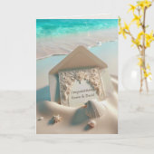 Trouwkaart op het strand kaart (Gele Bloem)
