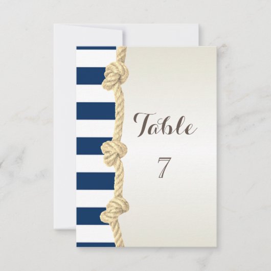 Trouwkaart op het strand Navy Touw, Harten, Strepe Kaart (Voorkant)