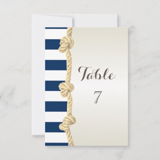 Trouwkaart op het strand Navy Touw, Harten, Strepe Kaart (Achterkant)