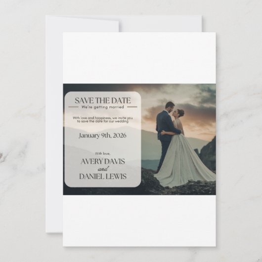 Trouwkaart op maat met elegante uitstraling save the date (Voorkant)