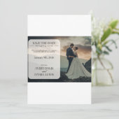 Trouwkaart op maat met elegante uitstraling save the date (Staand voorkant)