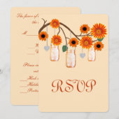 Trouwkaart Oranje Bloemen Kaart (Voorkant / Achterkant)