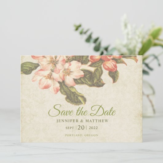 Trouwkaart 'Oude appelbloesem' om te 'Save the Dat Save The Date (Staand voorkant)