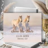 Trouwkaart paarden winter Save the Date Aankondigingskaart