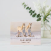 Trouwkaart paarden winter Save the Date Aankondigingskaart (Staand voorkant)