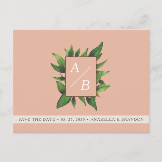 Trouwkaart 'Peach Fuzz' Save The Date Aankondigingskaart (Voorkant)