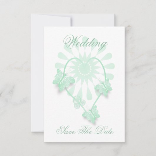 Trouwkaart "Peppermint Butterflies" "Save The Date Save The Date (Voorkant)