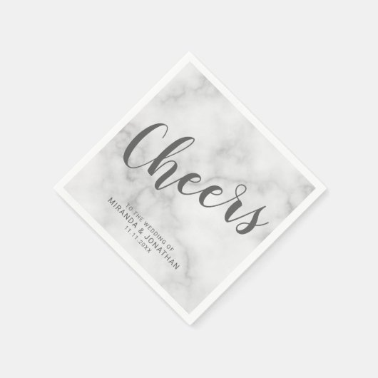 Trouwkaart 'Proost' Klasse Elegant Marmer Servetten (Hoek)