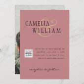 Trouwkaart QRCode RSVP Dusty Rose Foto Kaart (Voorkant / Achterkant)