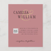 Trouwkaart QRCode RSVP Stof Roze Foto (Voorkant)