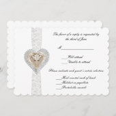 Trouwkaart-reactiekaart met eenhoorn en kant kaart (Voorkant / Achterkant)