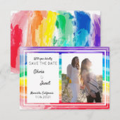 Trouwkaart Regenboog Aquarel - Foto 'Save the Date Kaart (Voorkant / Achterkant)