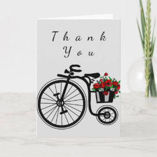 Trouwkaart Romantische Fiets met Bloemen Bedankkaart
