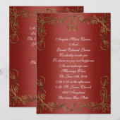 Trouwkaart rood en goud kaart (Voorkant / Achterkant)