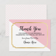 Trouwkaart Roze Goud Elegante Stippen Bedanken
