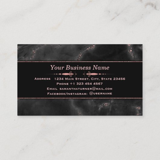 Trouwkaart Roze Goud Marmer Schoonheidssalon Aange Klantenkaartje (Achterkant)