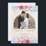 Trouwkaart roze kerk aankondiging<br><div class="desc">Maak uw heilige viering bekend met deze elegante christelijke "Save the Date"-kaart met zachte roze bloemaccenten en een delicate romantische lay-out. De roze rozen en subtiele kruisdetails zorgen voor een sierlijk en geloofsinspireerd ontwerp,  perfect voor kerkelijke huwelijken en traditionele christelijke ceremonies.</div>