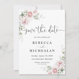 Trouwkaart Roze Rozen Save The Date Kaart