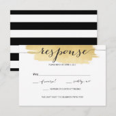 Trouwkaart RSVP met gouden penseelstreken (Voorkant / Achterkant)