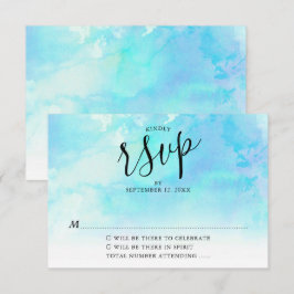 Trouwkaart RSVP met Ombre Watercolor - Blauw Kaart