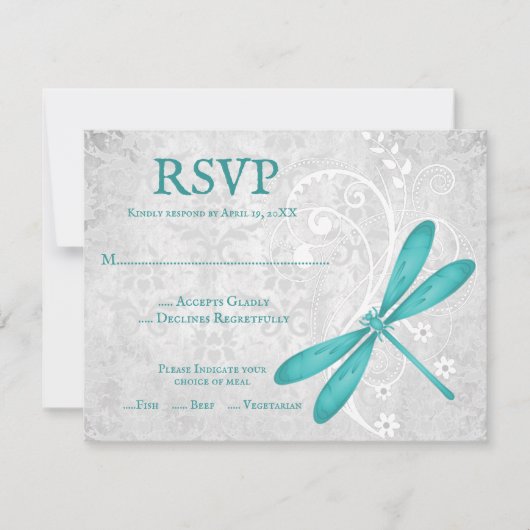 Trouwkaart RSVP Teal Libel (Voorkant)
