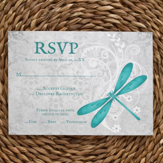 Trouwkaart RSVP Teal Libel