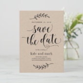 Trouwkaart 'Rustieke Elegantie' Save The Date Kraf (Staand voorkant)