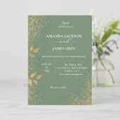 Trouwkaart Sage Groen & Goud Kaart (Staand voorkant)
