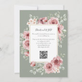 Trouwkaart Sage Groene Bloemige QR Code Kaart (Achterkant)