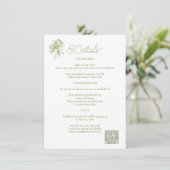 Trouwkaart Sage Groene Hydrangea Details Informatiekaartje (Staand voorkant)