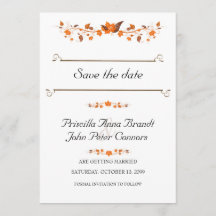 Trouwkaart Save The Date,Herfstbladeren Thema