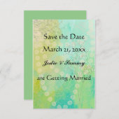 Trouwkaart 'Save the Date' in het blauwgroen en gr Kaart (Voorkant / Achterkant)