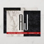 Trouwkaart 'Save the Date' in zwart-wit Aankondigingskaart (Voorkant / Achterkant)