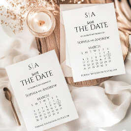Trouwkaart Save The Date Kalendar Monogram