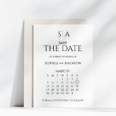 Trouwkaart Save The Date Kalendar Monogram
