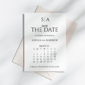 Trouwkaart Save The Date Kalendar Monogram