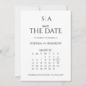 Trouwkaart Save The Date Kalendar Monogram (Voorkant)