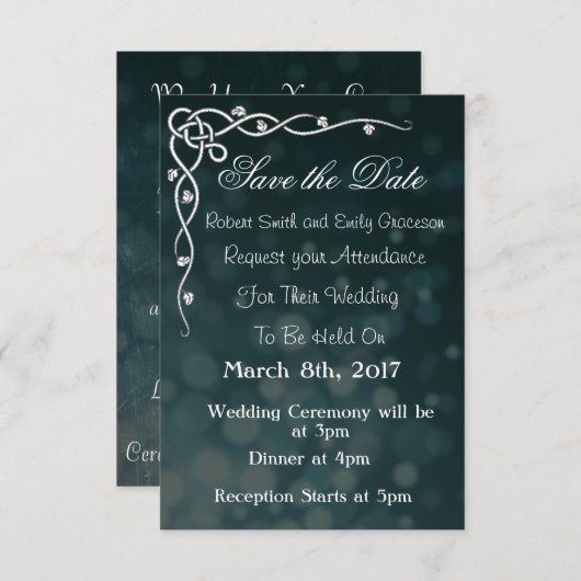 Trouwkaart Save the Date Klassiek Zwart Kaart (Voorkant / Achterkant)