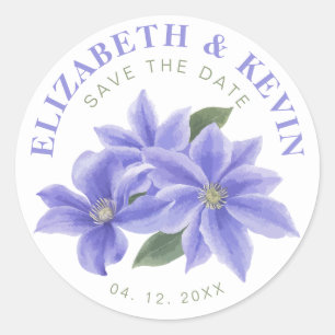 Trouwkaart Save The Date Lavendel Bloem Elegant Ronde Sticker